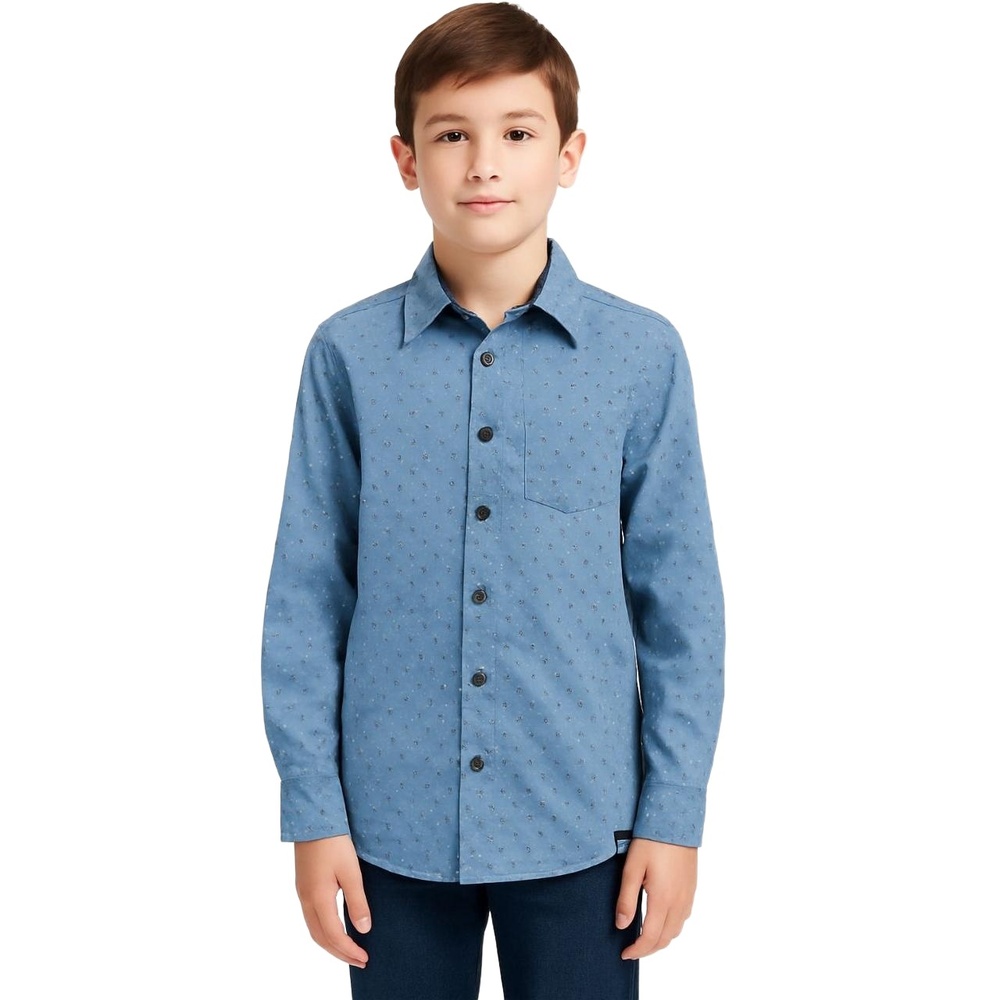KENNETH COLE NEW YORK Boys Button-Up Shirt Blue Geometric Print Size 14/16‎